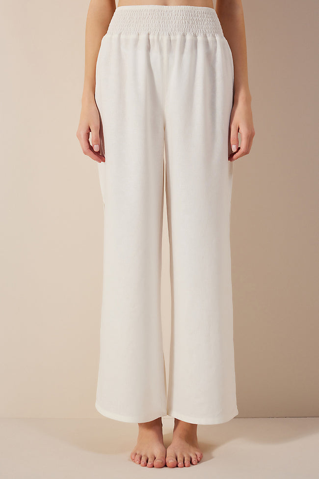 Linen Lina White Trousers Hover Image