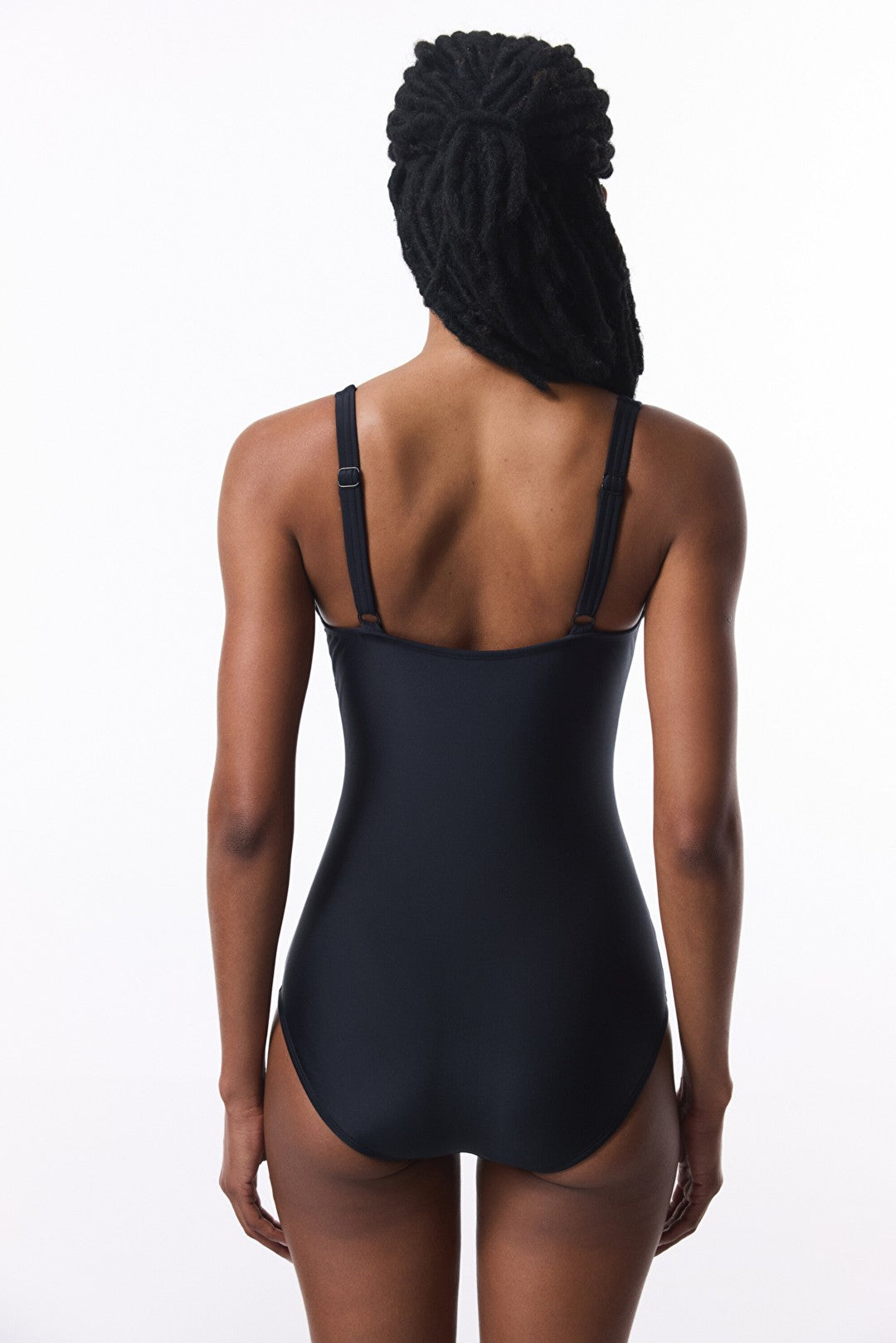 Black Shirred Abdominal/Waist Shapewear Corset Swimsuit