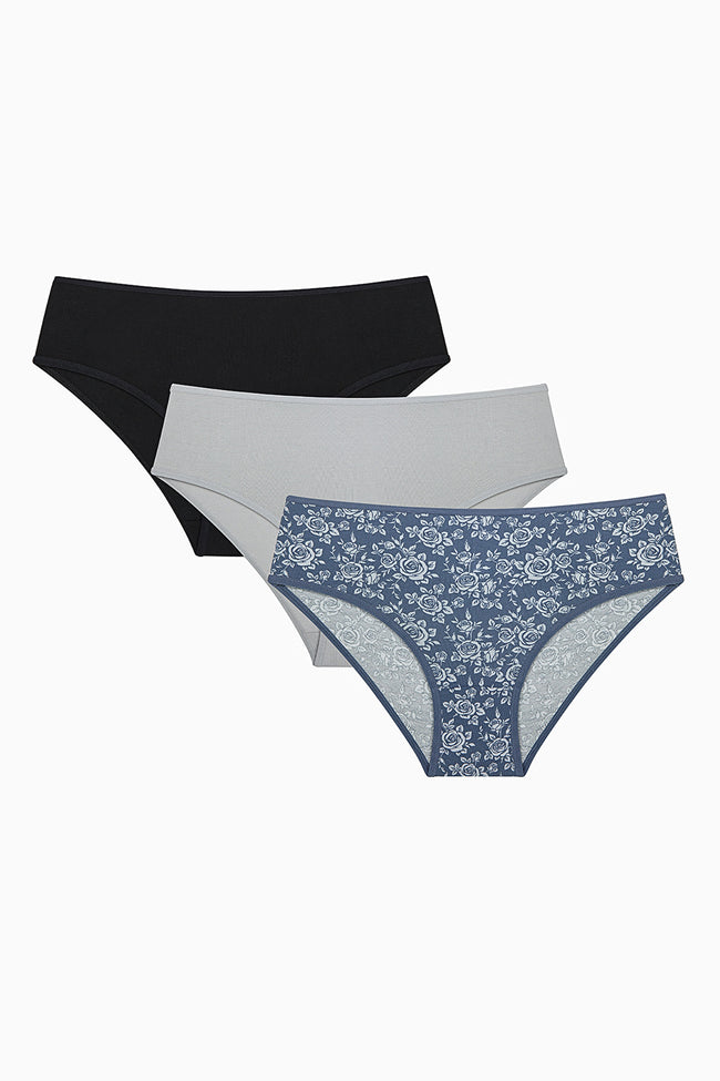 Simple Roses Multicoloured 3-Pack Cover Slip Panties Hover Image