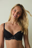 Black Fervour Broderie Zebra Pattern Lace Underwired Push-Up Bra