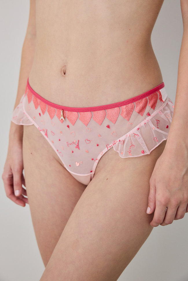 Broderie Pink Thong Panties - Penti Loves Paris Collection Hover Image