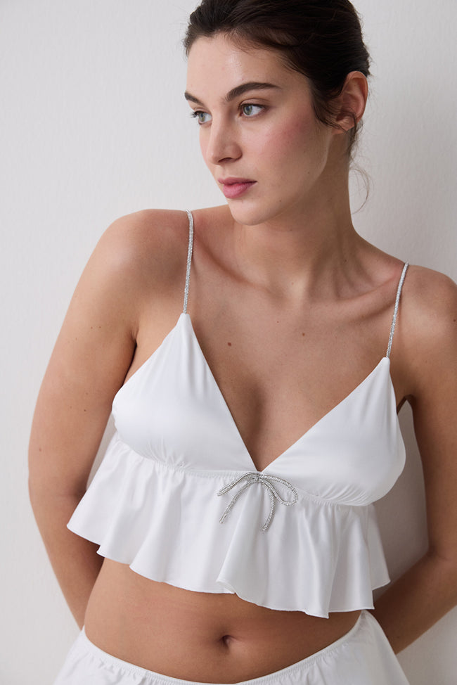 Satin Off White Bralette Main Image