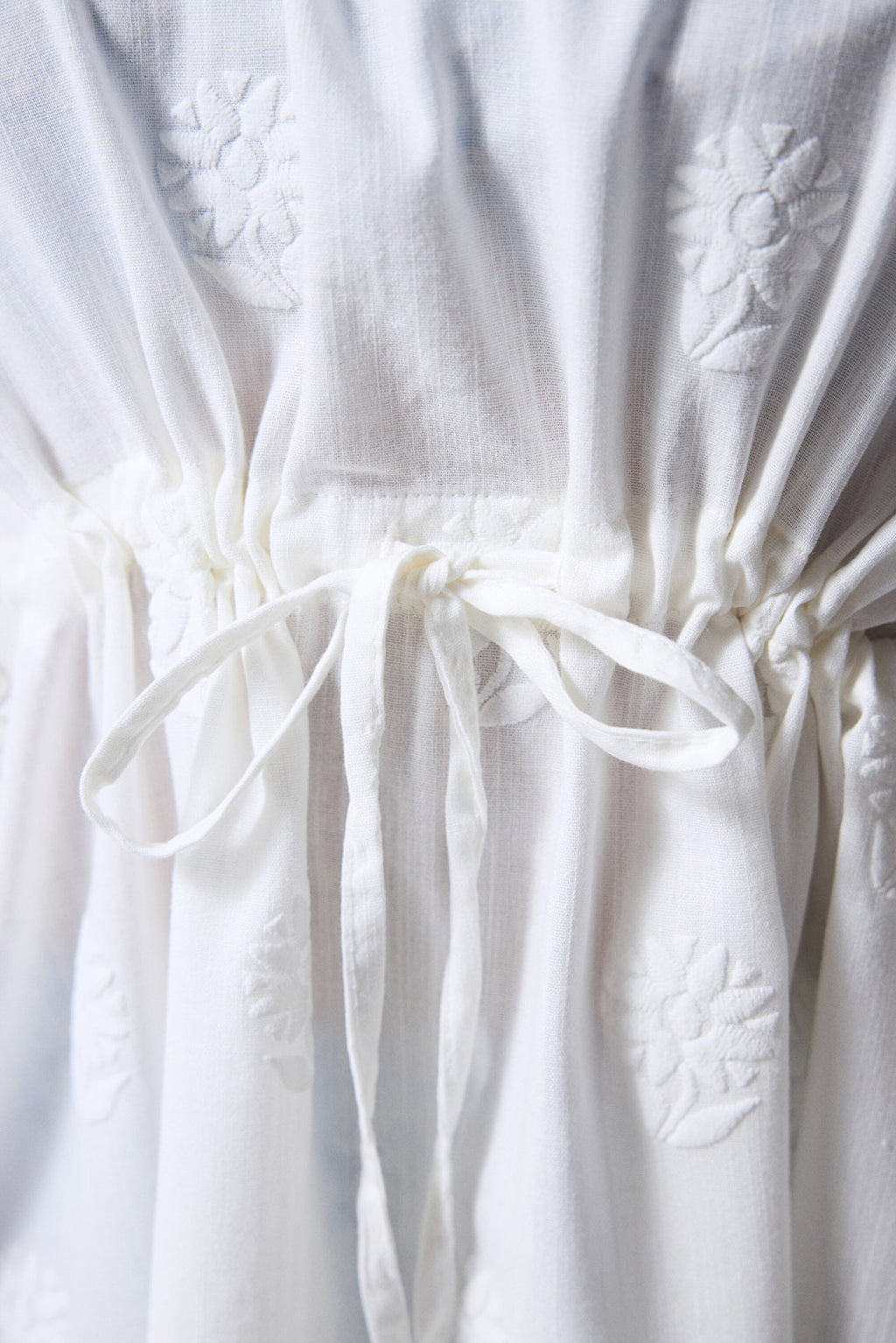 Off-White Tilda Tie Detailed V-Neck Mini Kaftan