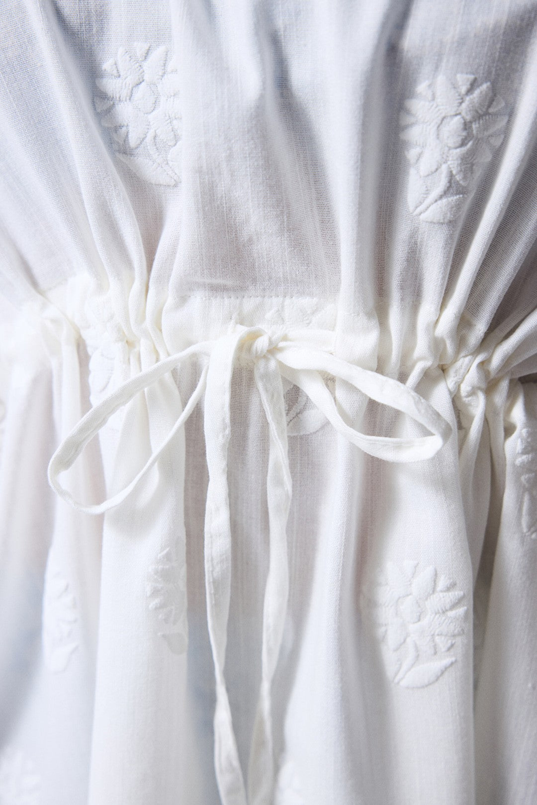 Off-White Tilda Tie Detailed V-Neck Mini Kaftan