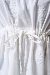 Off-White Tilda Tie Detailed V-Neck Mini Kaftan