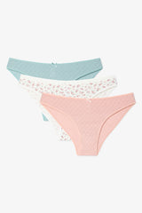 Mixed Color Soil Blossom Low Waist Pointel 3-Pack Slip Panties