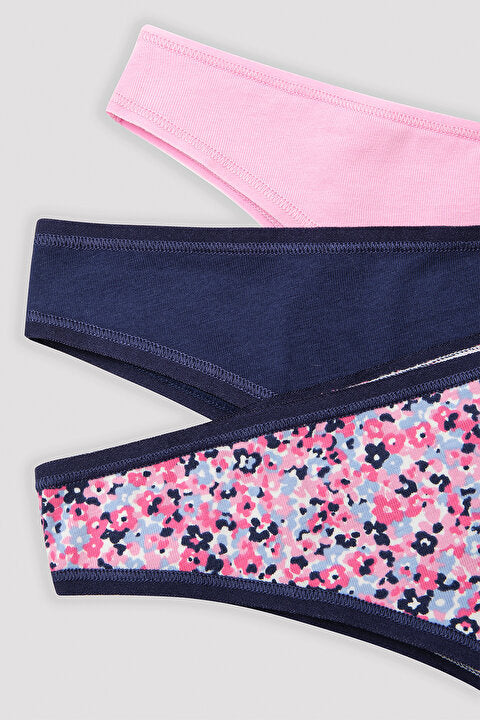 سروال داخلي برازيلي 3 في 1 بنمط زهور بونبون