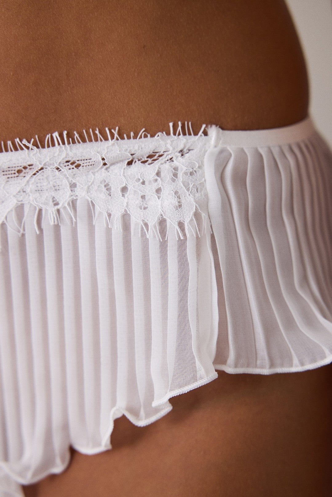 Off-White Chiffon Pleated Shorts