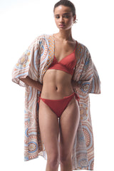 Della Ethnic Pattern V-Neck Maxi Kimono
