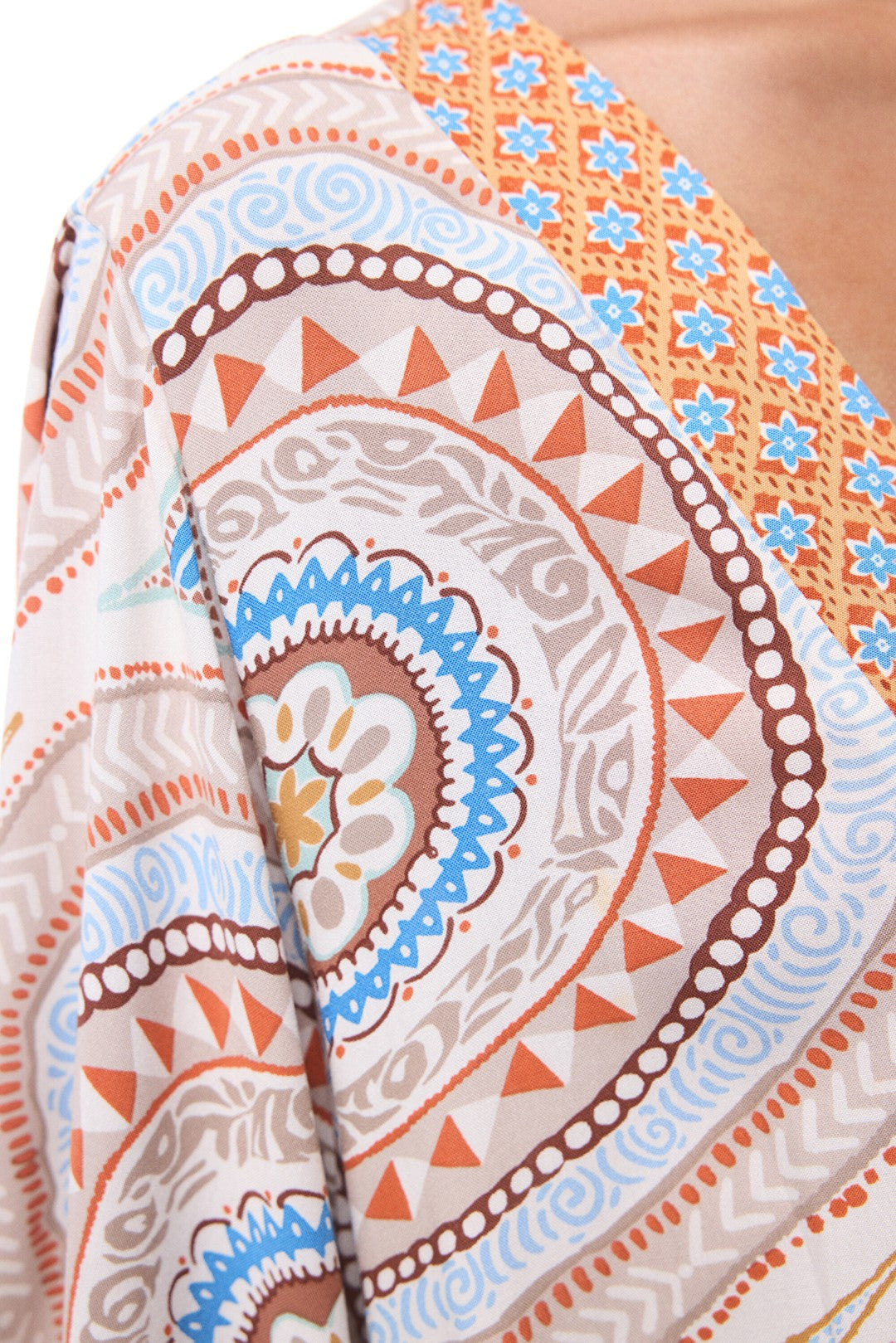 Della Ethnic Pattern V-Neck Maxi Kimono