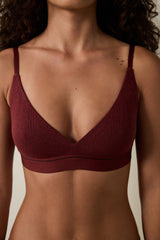 Burgundy Melange Non-wired Non-Padded Triangle Bra