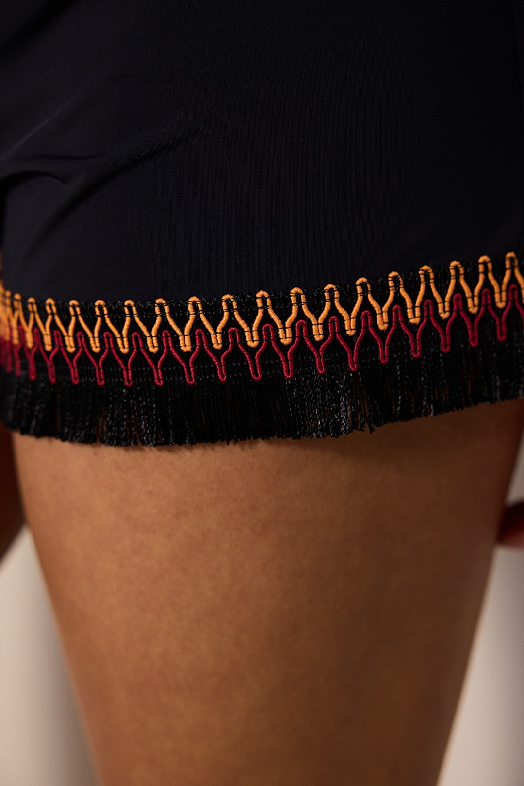 Black Shorts with Embroidery Detail