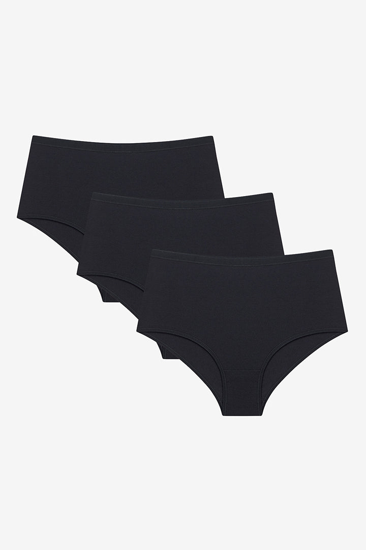 Black 3-Pack High Waist Multicolored Slip Panties