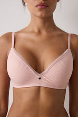 Light Dusty Rose Striped Non-wired Removable Cupped T-shirt Bra
