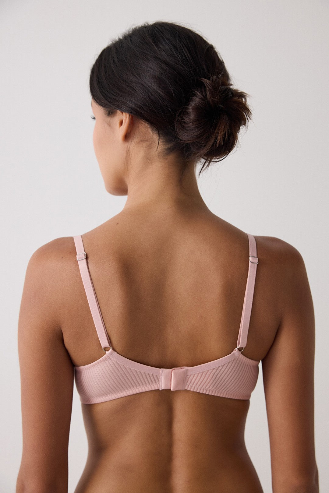 Light Dusty Rose Striped Non-wired Removable Cupped T-shirt Bra