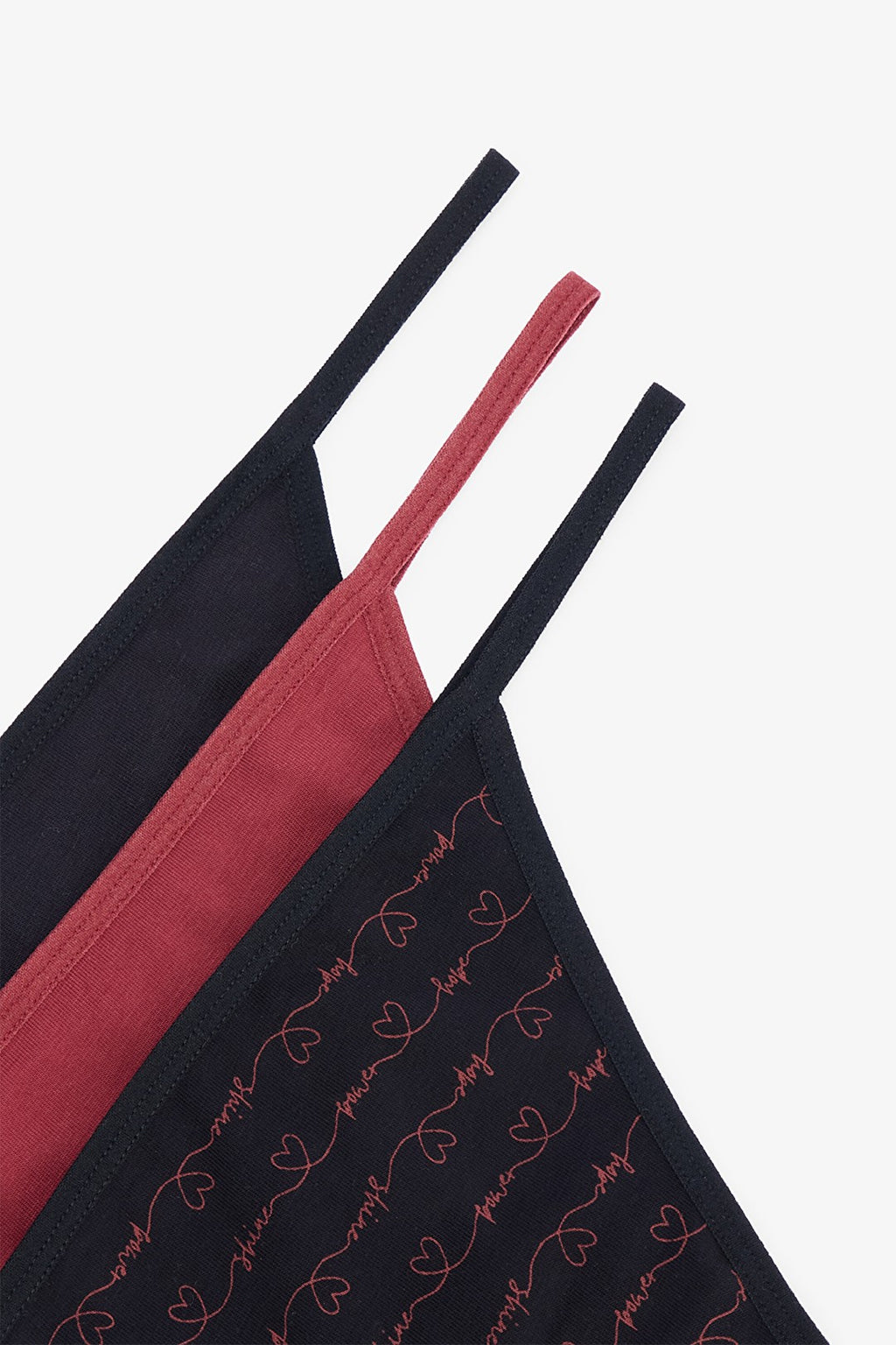 Hope Heart Patterned Low Waist 3-Pack String Panties