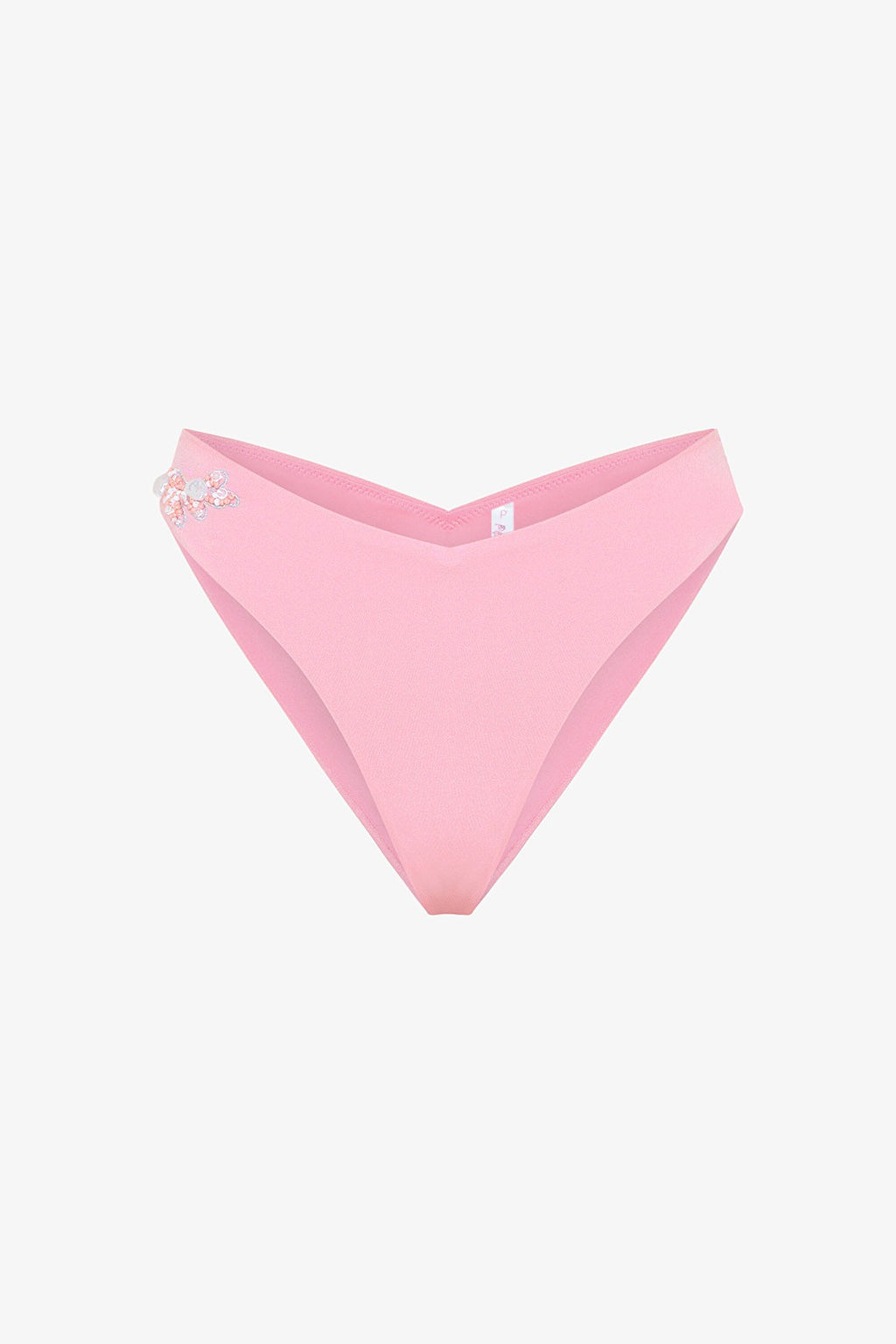 Pink Beaded Detailed V Cut Bikini Bottom - Gamze Erçel Collection