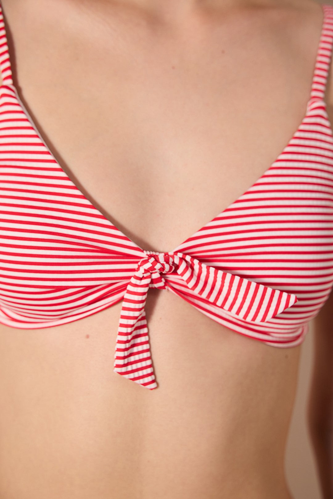 Patmos Triangle Knot Textured Striped Bikini Top