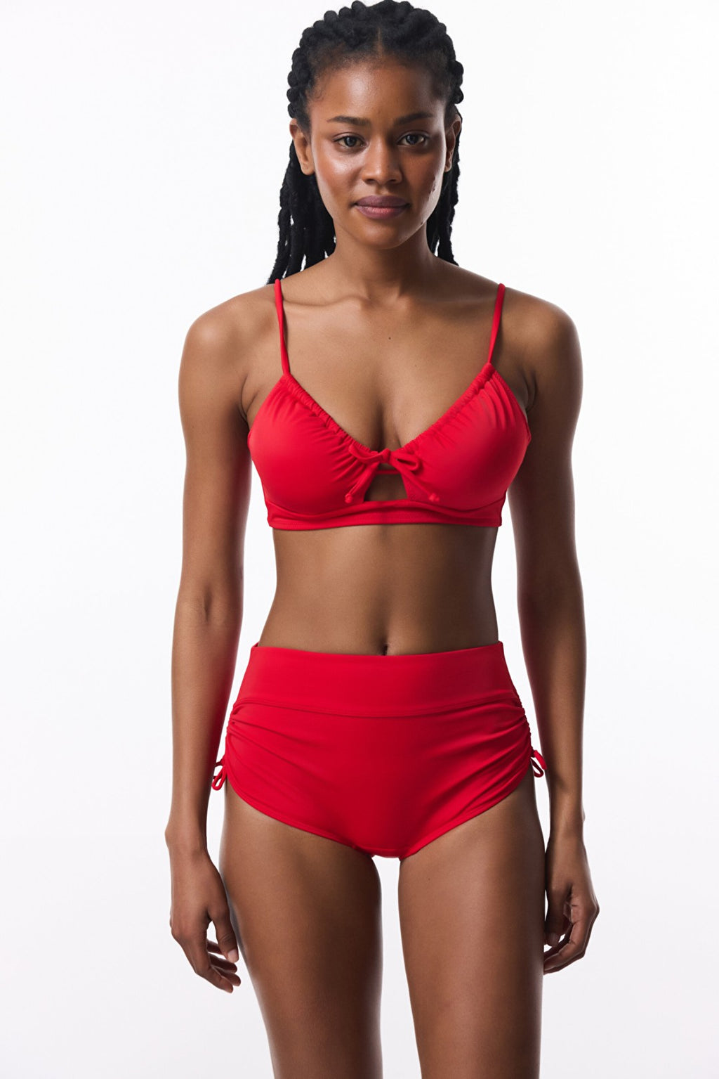 Red New Boxer High Waist Bikini Bottom