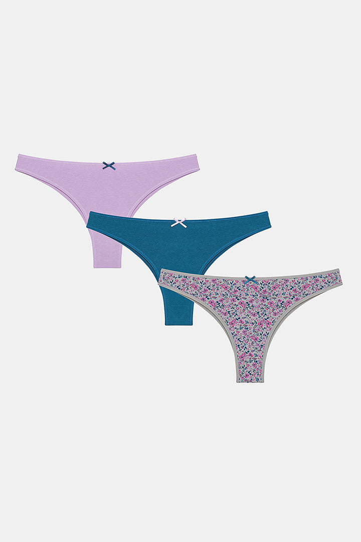 Summer Flowers 3-Pack Multicolored Brazilian Panties