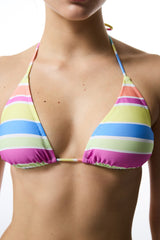 Donna Striped Triangle Bikini Top