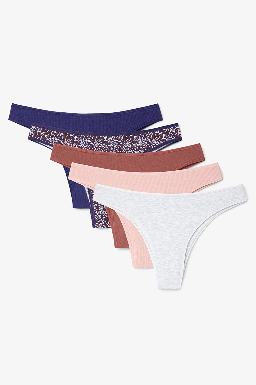 Wild One Floral Cotton Low Waist 5-Pack Brazilian Panties
