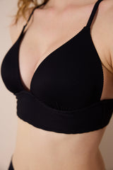 Brigett Push Up Bralette Textured Black Bikini Top