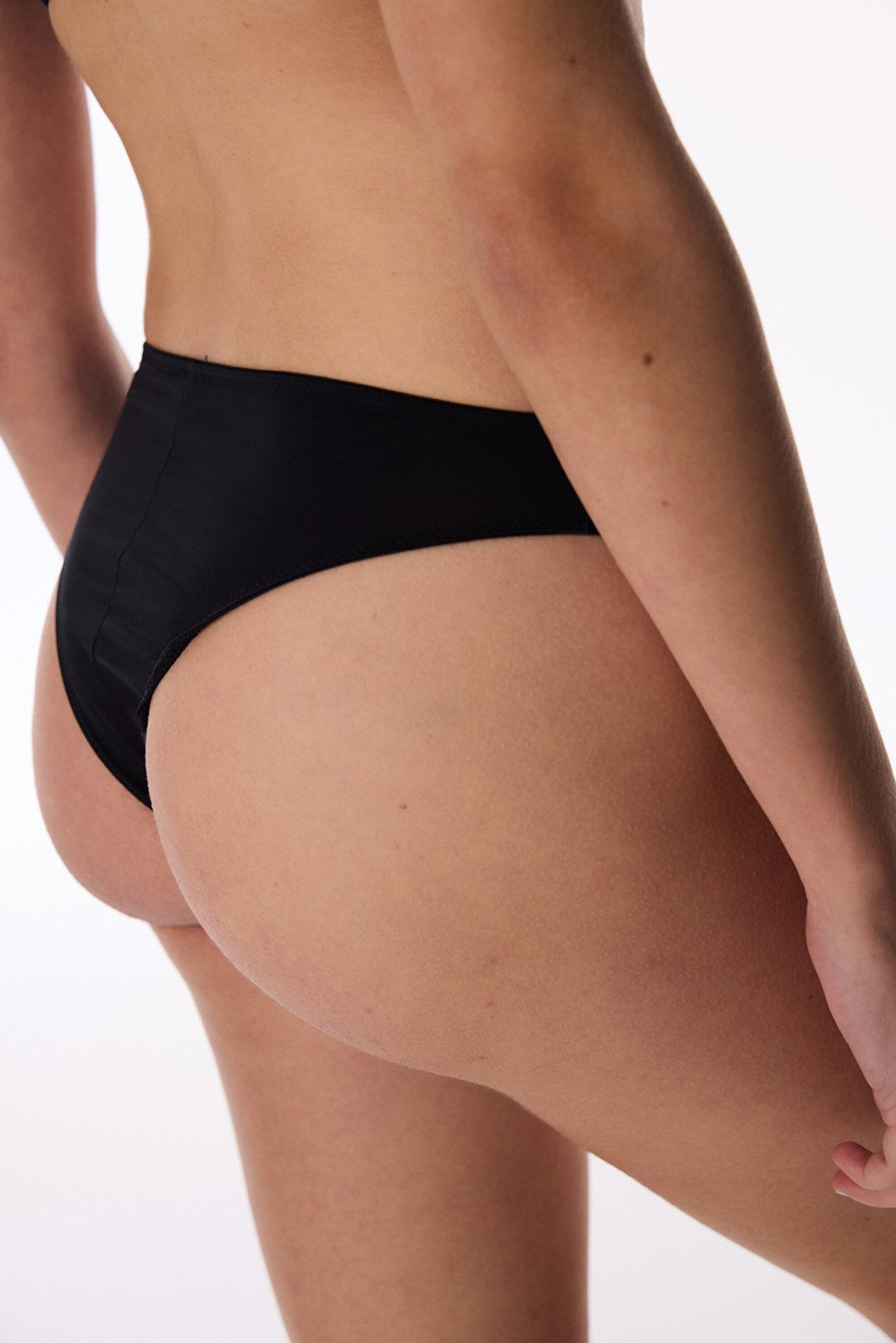 Black Satin Stone Detailed Brazilian Panties