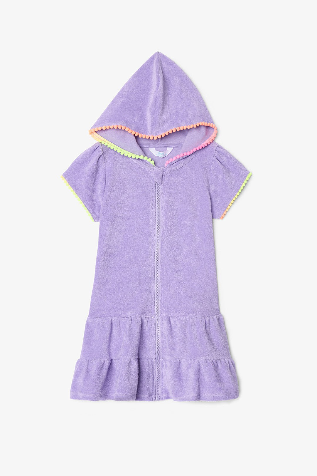 Lavender Girl's Sweat Pastel Zippered Short Sleeve Towel Kaftan