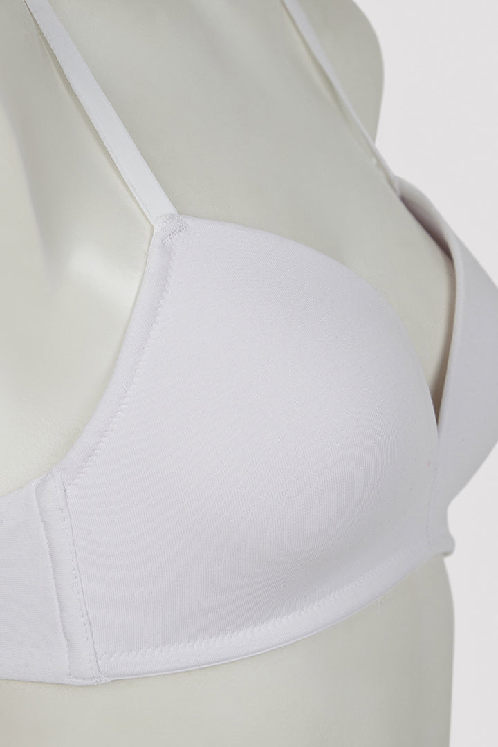 #Hiccamashi White Cosy Non-wired Cotton Bra