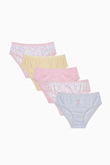 Girls Sweet Heart Multicolored 5-Pack Slip Panties