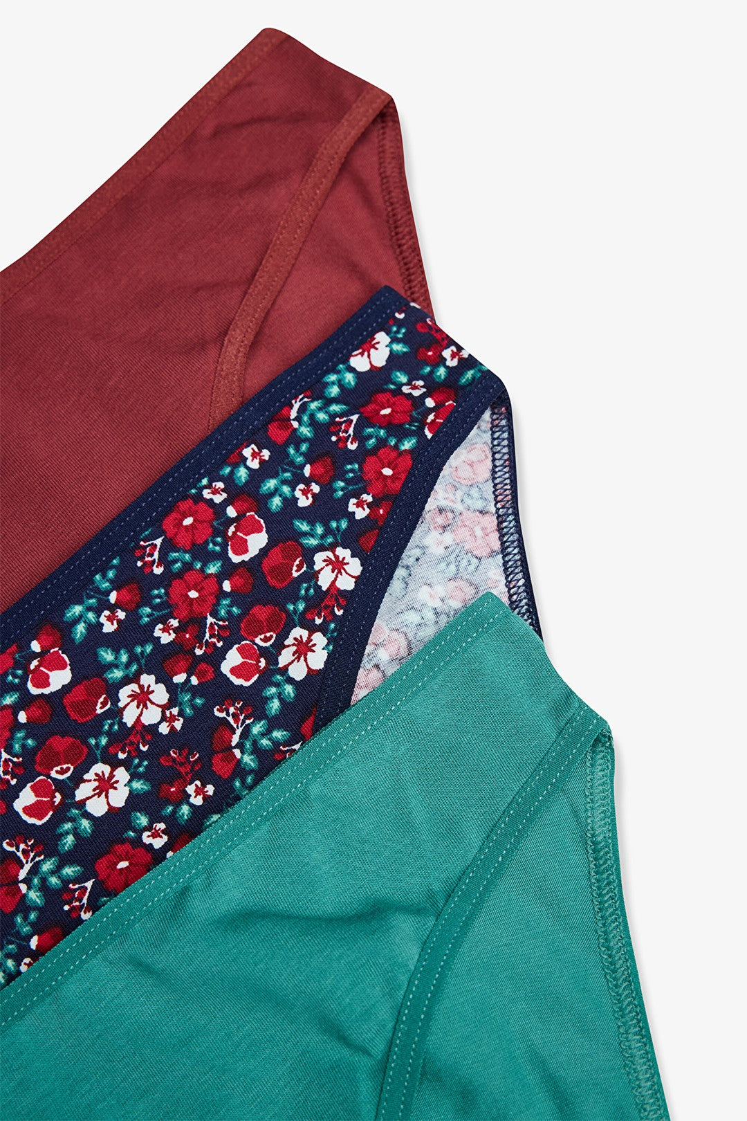 Cheerful Floral Patterned Normal Waist 3-Pack Panties