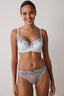 Striped Lotus Embroidered Underwire Minimizer Strapless Bra