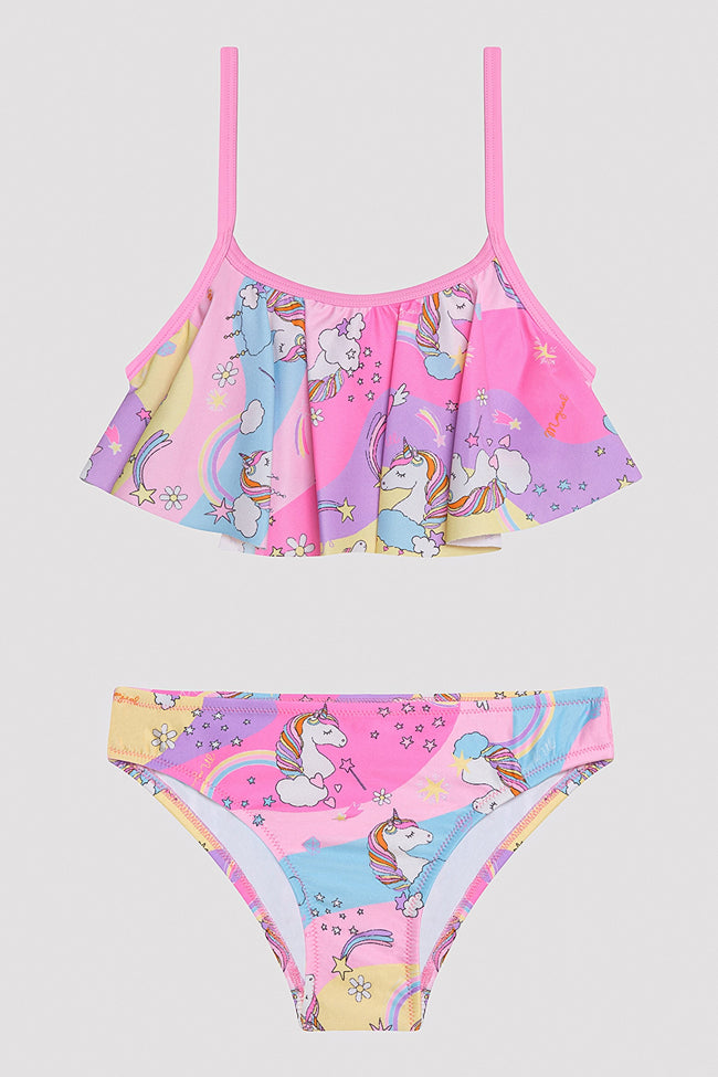 Girls Unicorn Bandeau Bikini Set Hover Image
