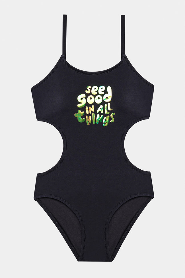 Teen Hologram Black Monokini Hover Image
