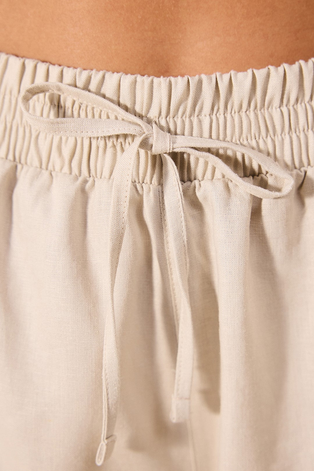 Linen Natural Stone Color Shorts