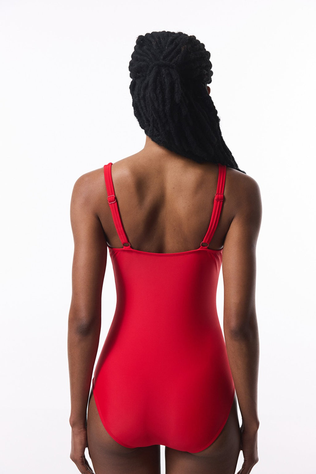 Red Shirred Abdominal/Waist Shapewear Corset Swimsuit