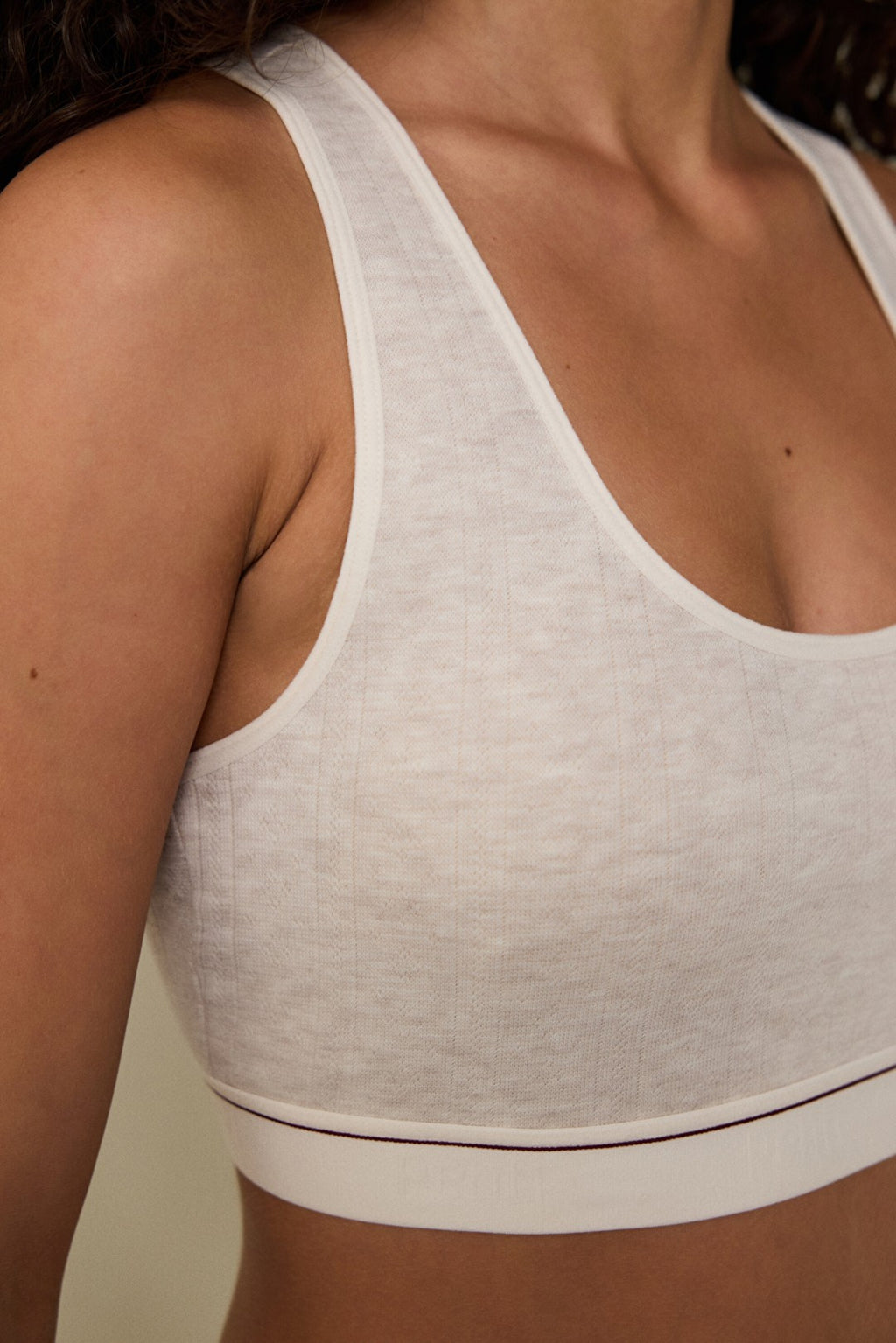 Beige Melange Melange Removable Cupless Non-wired Bra