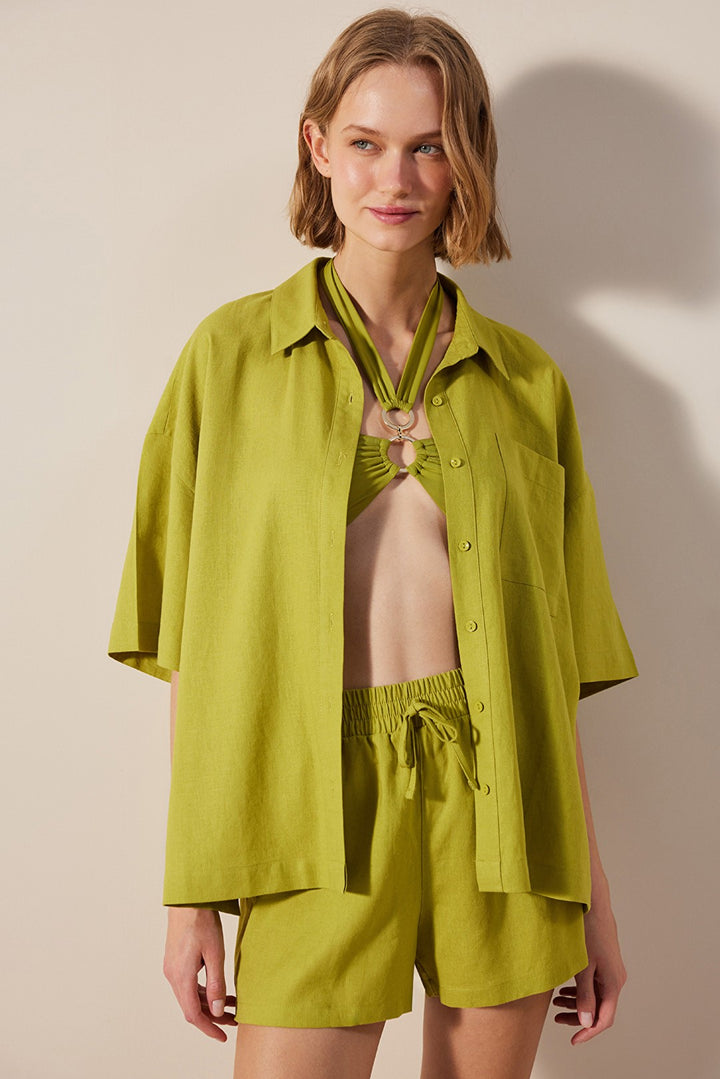 Linen Natural Green Shirt