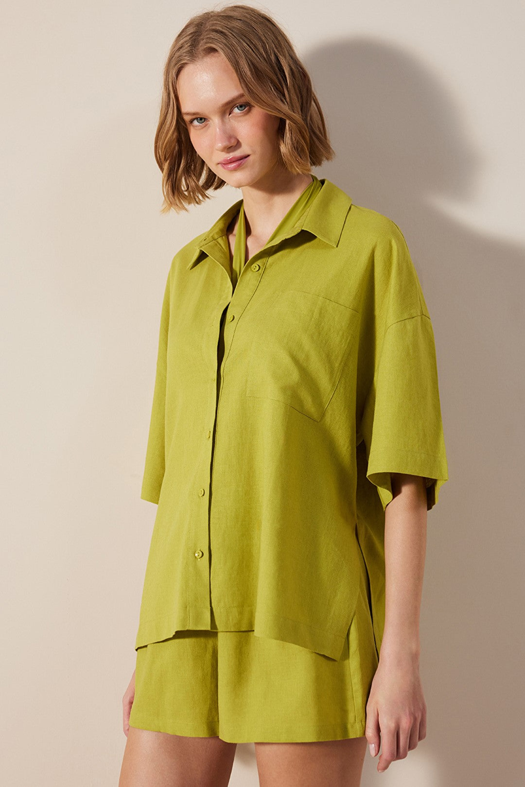 Linen Natural Green Shirt