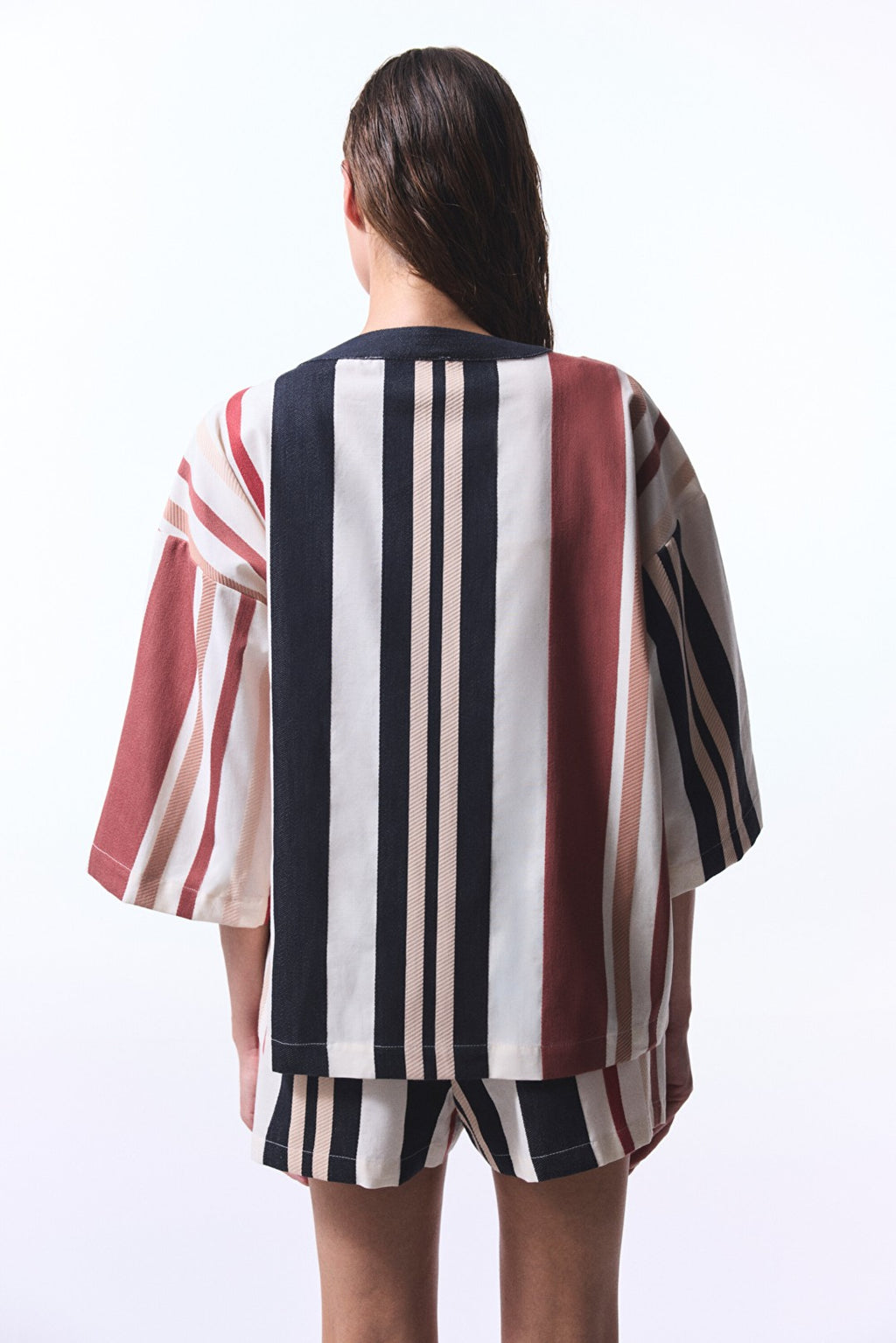 Shay Striped Ethnic Pattern V-Neck Oversize Kimono