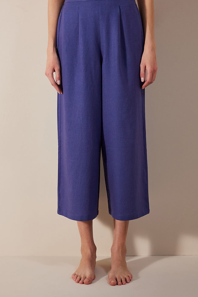 Linen Lena Dark Blue Trousers Hover Image
