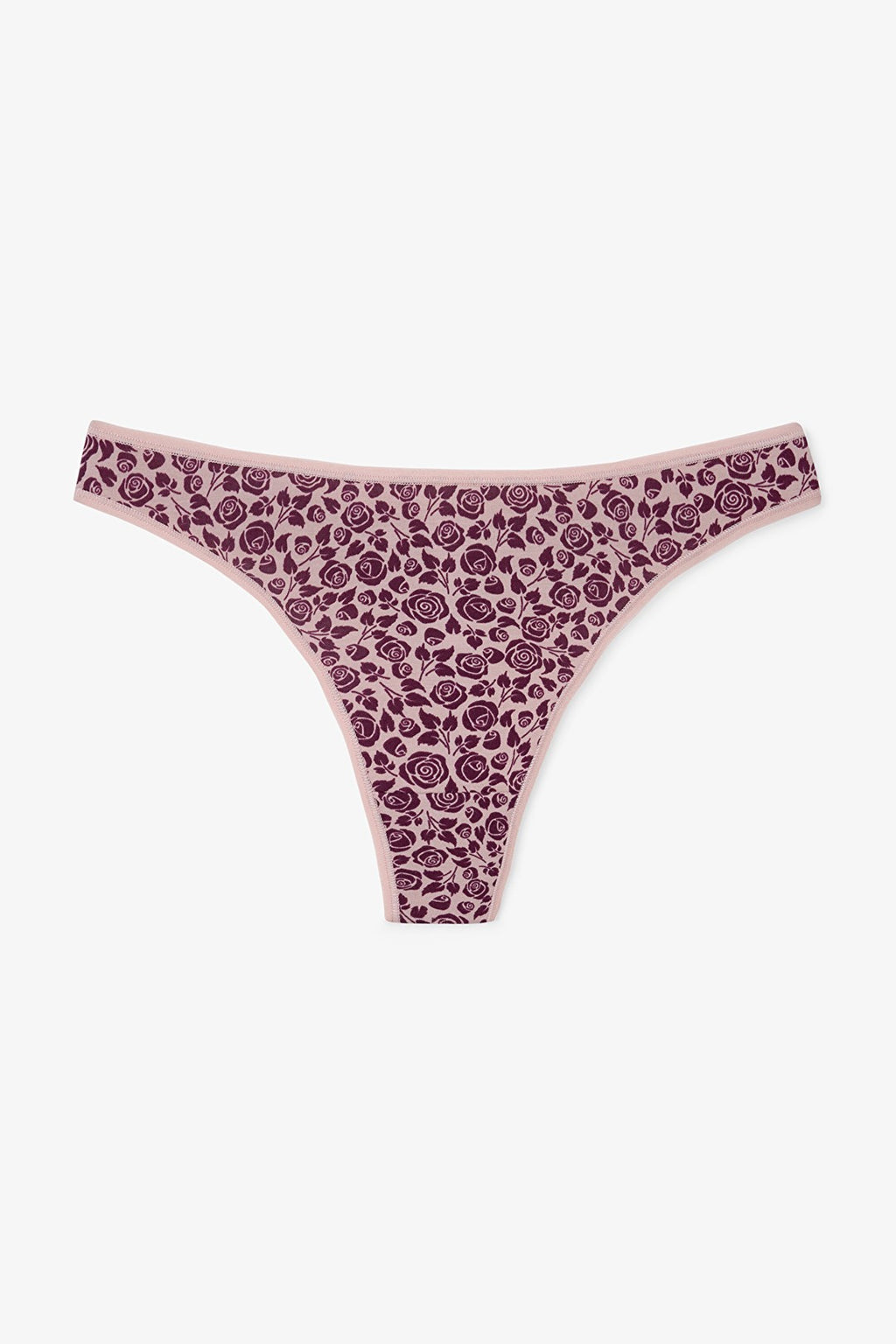 Floral Patterned Quiet Rose Normal Waist 3-Pack Cotton Thong Panties