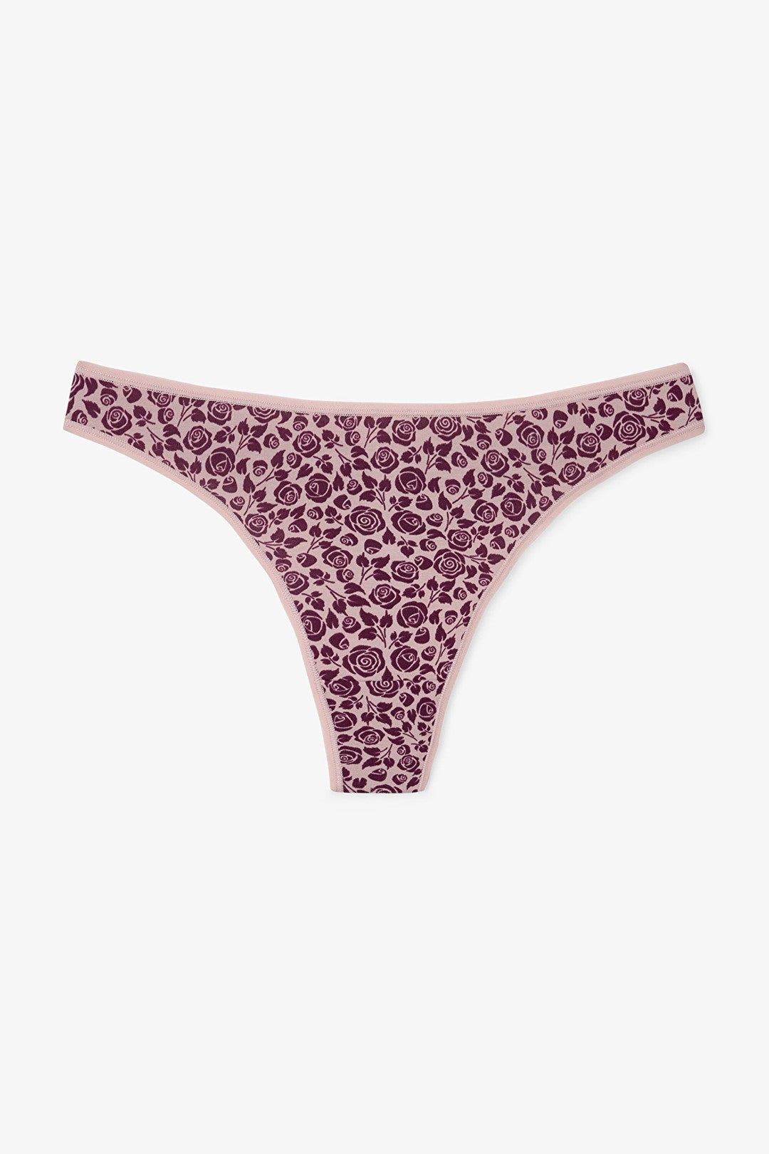 Floral Patterned Quiet Rose Normal Waist 3-Pack Cotton Thong Panties