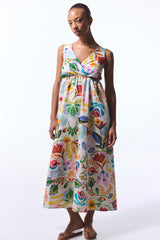 Ila Floral Patterned Maxi V-Neck Beach Dress
