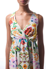 Ila Floral Patterned Maxi V-Neck Beach Dress