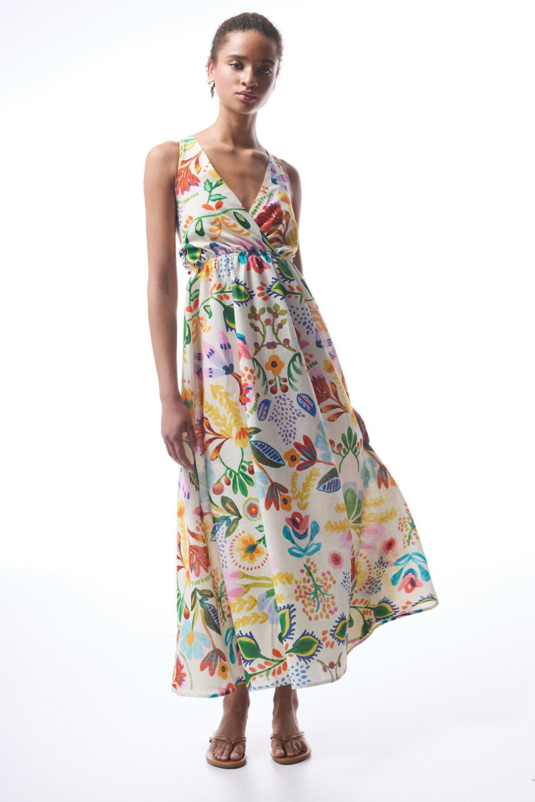 Ila Floral Patterned Maxi V-Neck Beach Dress