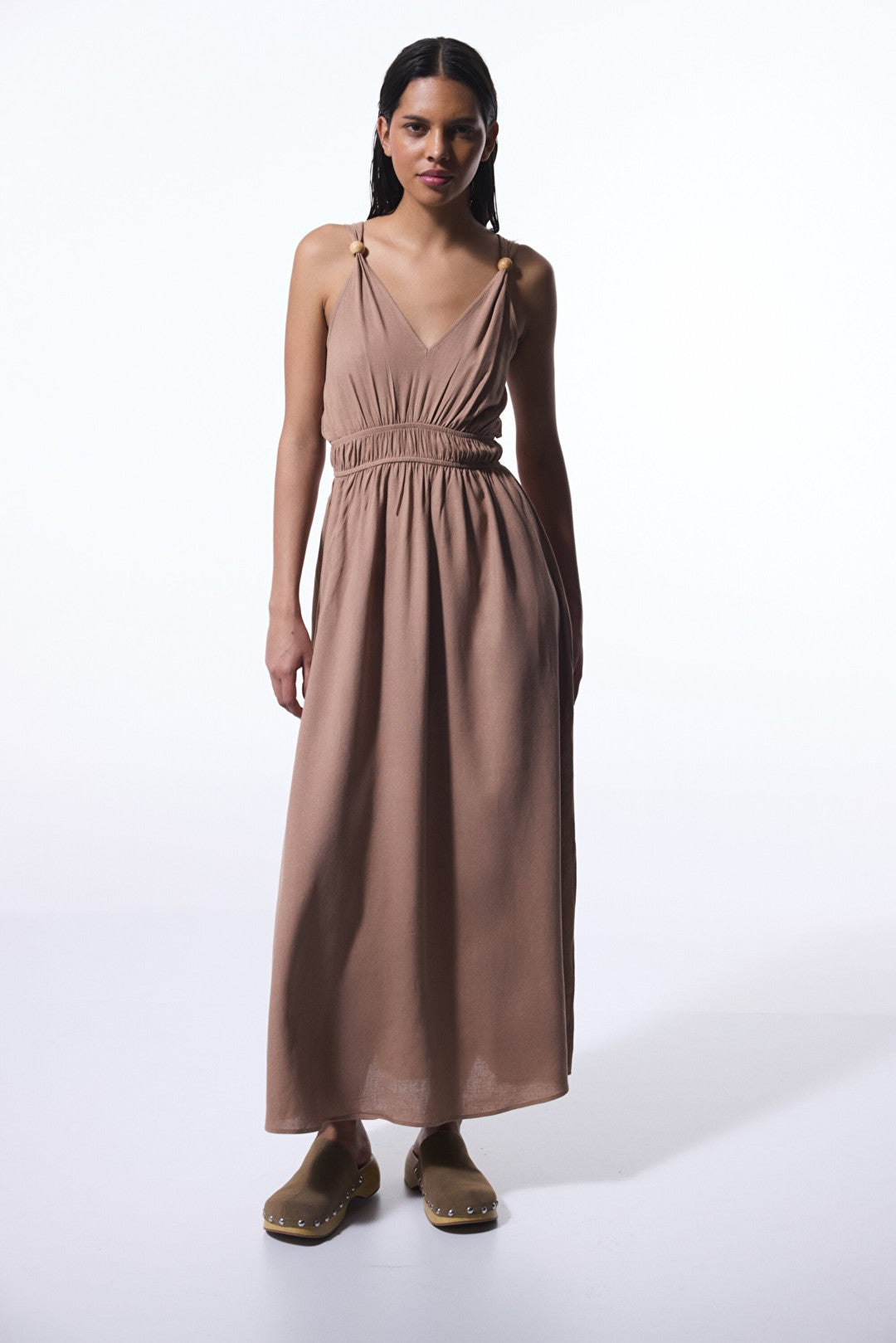 Light Brown Anika Linen Dress