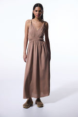 Light Brown Anika Linen Dress