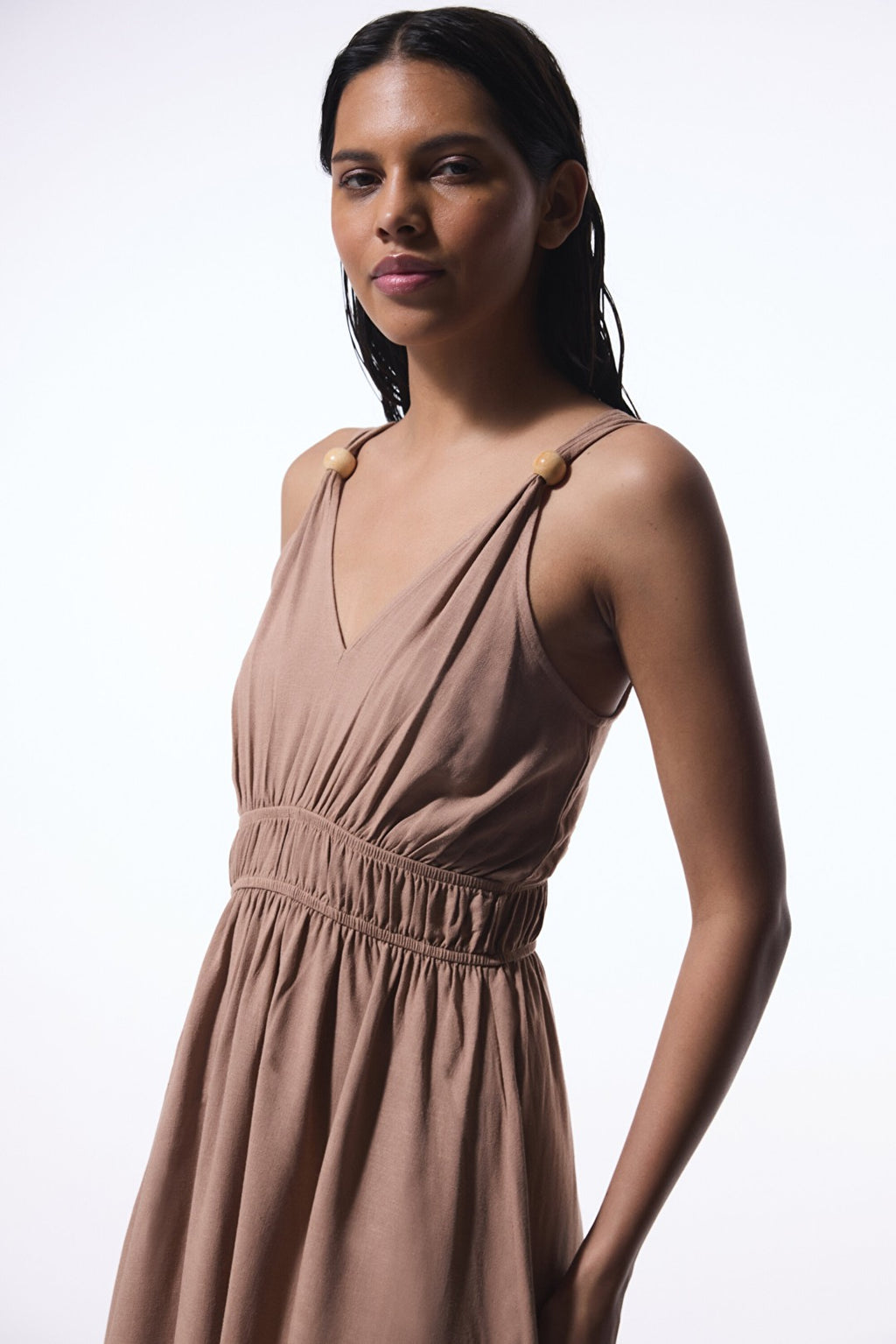 Light Brown Anika Linen Dress